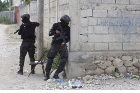 National Police patrol during an anti-gang operation in the Tabare neighborhood of Port-au-Prince, Haiti, July 25, 2023.