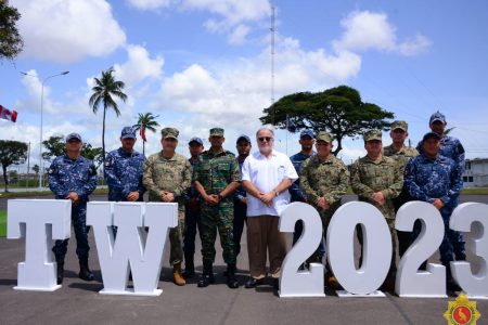 Some of the troops with GDF Chief of Staff,  Omar Khan, fourth from left in front row and others. (GDF photo)