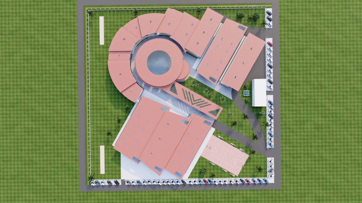An artist’s aerial impression of the school complex