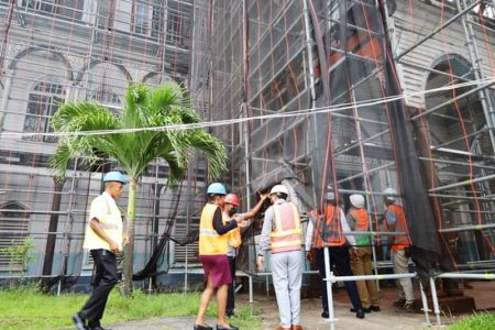 Officials inspecting ongoing rehabilitation works at City Hall