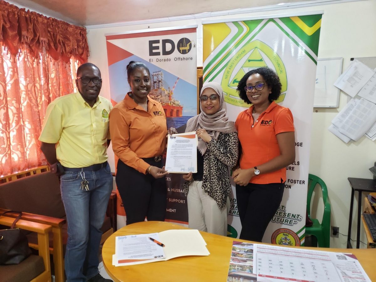From left: NATI’s Acting Deputy Principal, Michael Jacque; Local Content and Industrial Relations Director Sherry Ferrell, NATO’s Principal, Fiona Rassoul; and Senior HR and Employee Engagement Coordinator, Thalia Wilson