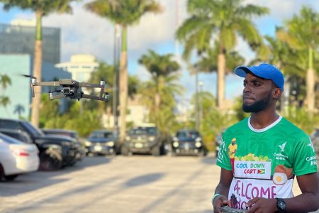 Flying one of his drones