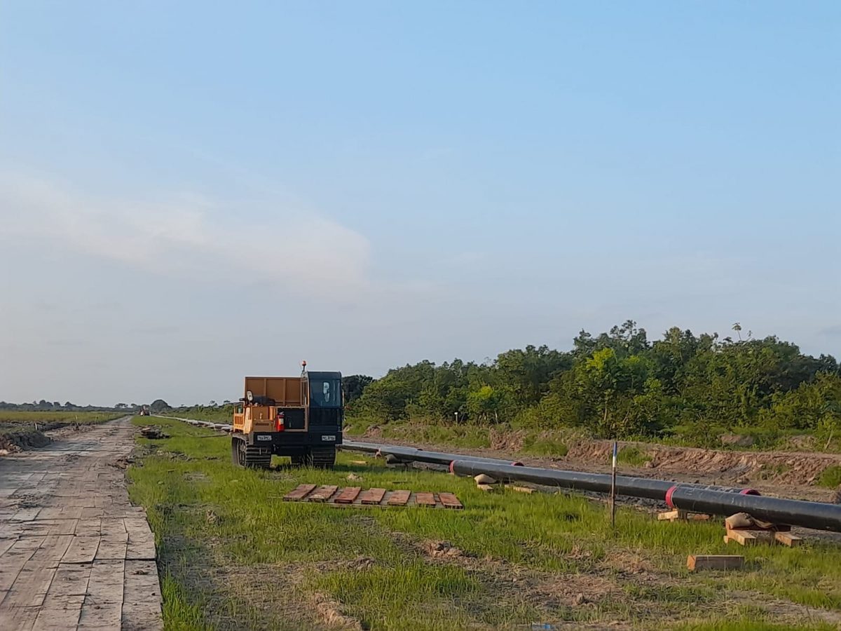 Pipelines being laid out to be later connected at Java