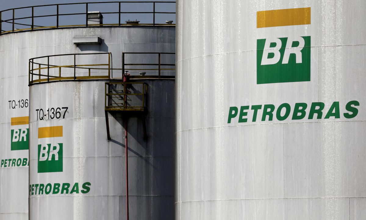 FILE PHOTO: The logo of Brazil's state-run Petrobras oil company is seen on a tank in at Petrobras Paulinia refinery in Paulinia, Brazil July 1, 2017. REUTERS/Paulo Whitaker/File Photo