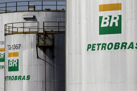 FILE PHOTO: The logo of Brazil's state-run Petrobras oil company is seen on a tank in at Petrobras Paulinia refinery in Paulinia, Brazil July 1, 2017. REUTERS/Paulo Whitaker/File Photo