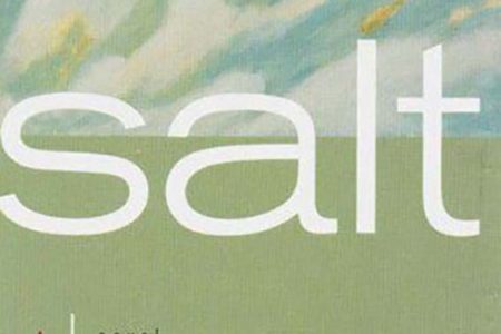 The cover of Earl Lovelace’s novel Salt depicts a man flying across the ocean