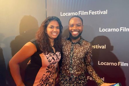 Suriname Filmmaker Ananta Khemdraj and Guyanese Filmmaker Nickose Layne on the red carpet at the Locarno Film Festival
