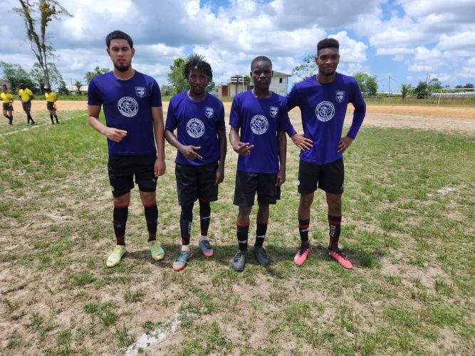 Timehri scorers Joseph De Freitas, Shawn Steele, Antwone Denny, and Tyrone Burnett.