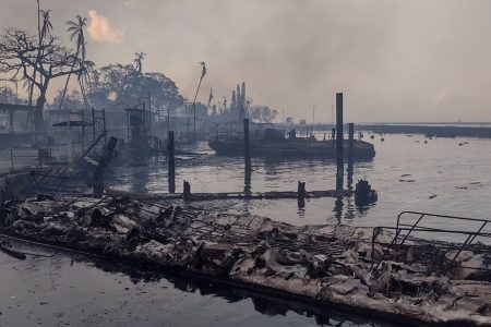 The ashen-coloured destruction along the Lahaina waterfront
(Reuters photo)
