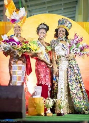 Winners of the pageant: From left - second runner up Waynesia Pollydore, Queen, Tytheon Jones and first runner up Takeisa Carter