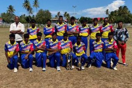  The victorious Albion U23 side poses with the trophy.