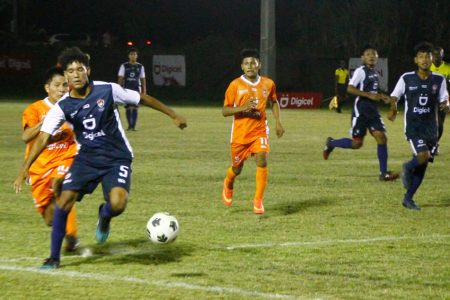 Flashback! A scene from the previous quarter-final section in the Digicel Schools Football Championship between Waramuri and Santa Rosa