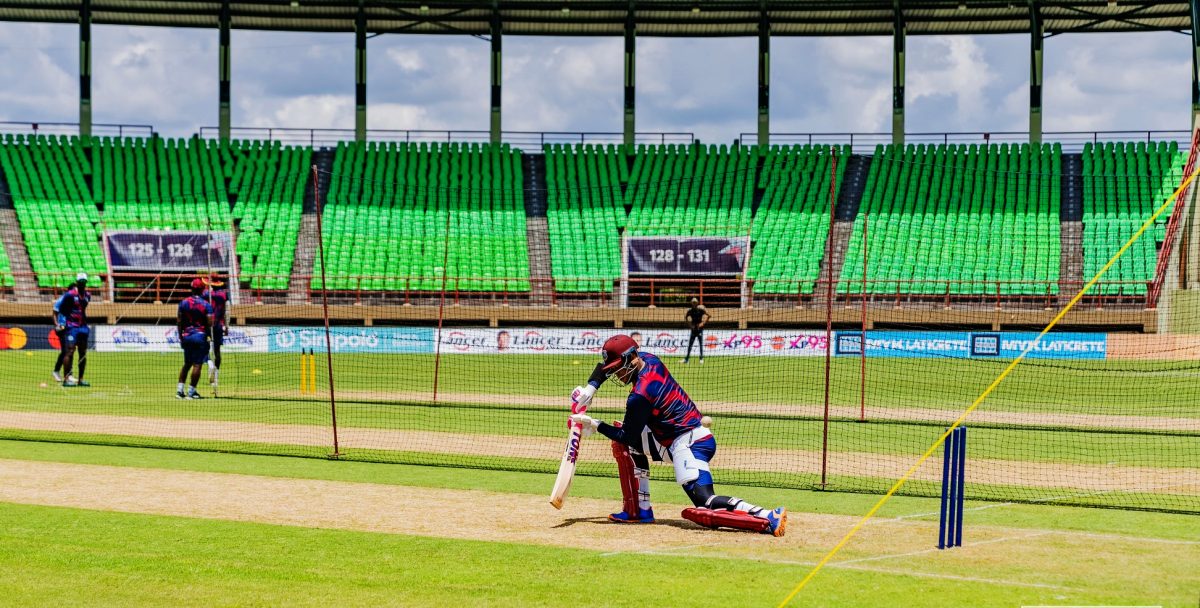 Local boy, Shimron Hetmyer, enjoys some batting in the nets ahead of the second T20I against India (News Room photo)