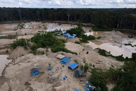 A camp of informal gold miners is pictured in Los Amigos, in the Madre de Dios region, Peru May 22, 2023. REUTERS/Alessandro Cinque