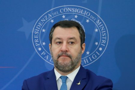FILE PHOTO: Matteo Salvini, Italian infrastructure minister and deputy PM, attends a news conference for the government's first budget in Rome, Italy November 22, 2022. REUTERS/Remo Casilli