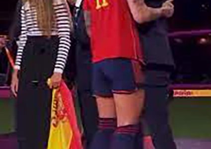 Spain soccer federation chief, Luis Rubiales seen kissing Jenni Hermoso