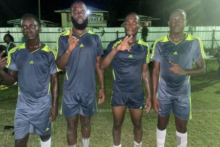 Monedderlust scorers Atlin Brown, Paul McDonald, Okeno Collins, and Brentnol Frank 