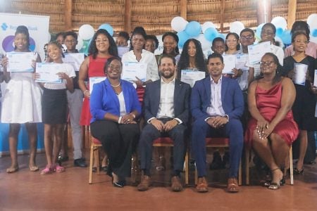 Some of the participants with bank and ministry officials  (Republic Bank (Guyana) Limited photo)
