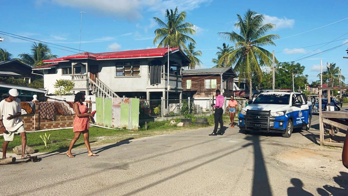 Police at the location following the incident in Angoy’s Avenue yesterday.