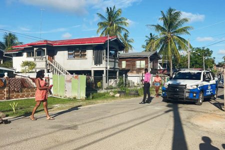 Police at the location following the incident in Angoy’s Avenue yesterday.