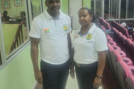 In the picture, Guyana’s male and female
captains Roberto Osborne and Amanda Singh