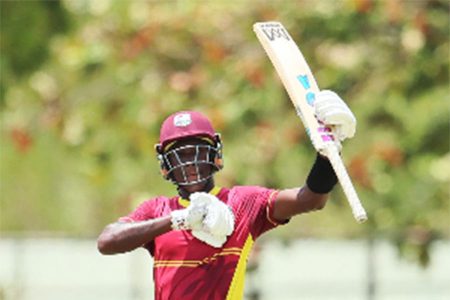 Nathan Sealy top-scored for West Indies U19s with 75 in yesterday’s opening Youth ODI. 