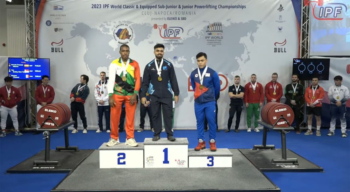 Dominic Tyrell earned a silver medal in the deadlift but finished 10th overall in the 74kg class at the IPF World
Classic and Equipped Sub-Junior and Junior Powerlifting Championships in Romania.