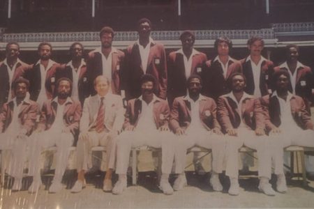 The 1981/82 West Indies team at the start of the streak in front of the Members Pavilion at the Sydney Cricket Ground (Photo from the Tradewinds’ album ‘We are the Champions’)
