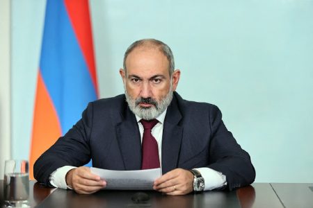 Armenian Prime Minister Nikol Pashinyan gives a televised address to the nation in Yerevan, Armenia, in this picture released September 24, 2023.
Image: Office of Prime Minister of Armenia/Handout via REUTERS