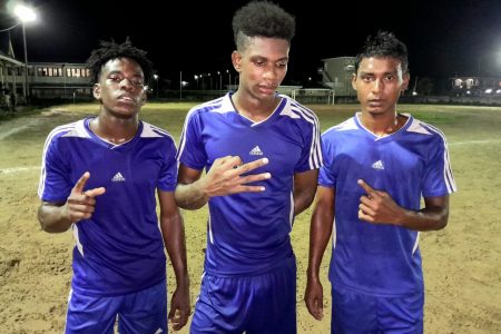 Potaro scorers from left: Shamar Stephen, Daniel Gardner, and Derron Baksh