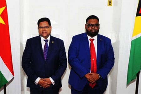 Presidents Santokhi and Ali in Suriname