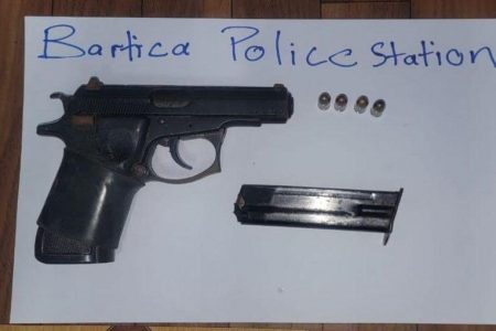 The firearm and ammunition found in the black plastic bag