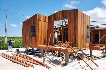 One of the lodges under construction   