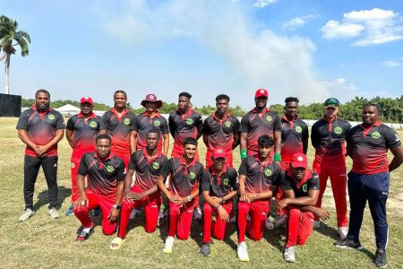 The victorious Berbice team after defeating arch rivals Demerara in a low scoring Inter County opening one day match.
