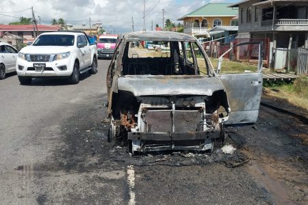 The burnt out vehicle (Police photo)