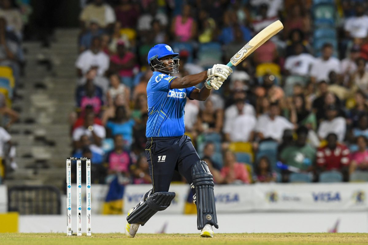 Johnson Charles of Saint Lucia Kings was at his regal best during the Men’s 2023 Republic Bank Caribbean Premier League match  against the Barbados Royals  at Kensington Oval on Saturday. (Photo by Randy Brooks/CPL T20 via Getty Images)