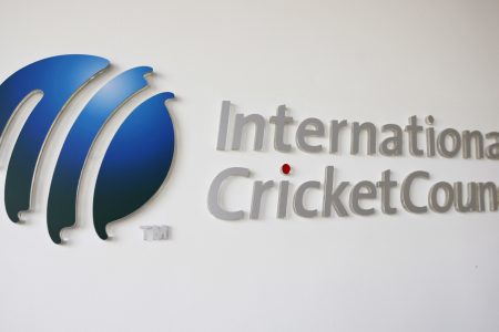 FILE PHOTO:  The International Cricket Council (ICC) logo at the ICC headquarters in Dubai, October 31, 2010.   REUTERS/Nikhil Monteiro/File photo