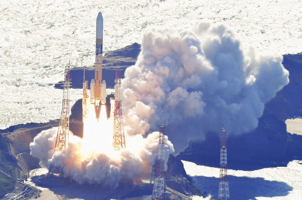 H-IIA rocket carrying the national space agency's moon lander is launched at Tanegashima Space Center on the southwestern island of Tanegashima, Japan in this photo taken by Kyodo on September 7, 2023. Mandatory credit Kyodo/via REUTERS