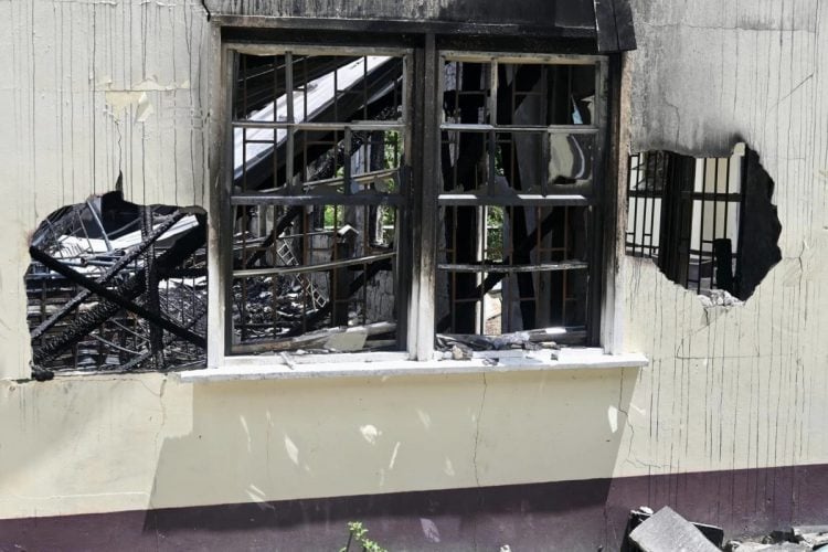 A part of the gutted dorm