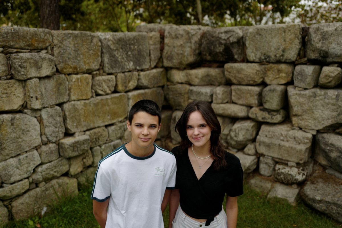 FILE PHOTO: Andre, 15 and Sofia Oliveira, 18 pose for a picture in Almada, Portugal, July 29, 2023. They are part of a group of six that took action in the European court against 32 countries for allegedly failing to do their part to avert climate catastrophe. REUTERS/Pedro Nunes/File Photo