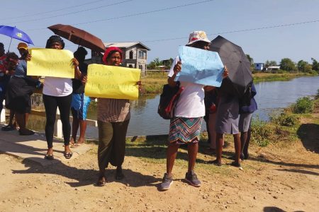 Residents protesting over the state of the road