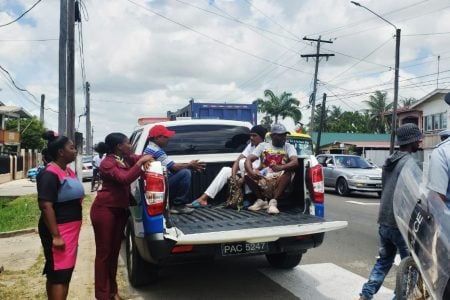 Some of those arrested in a police pickup
