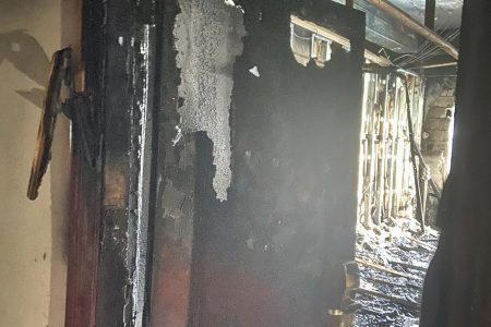 A view of the burnt room (Guyana Fire Service photo)