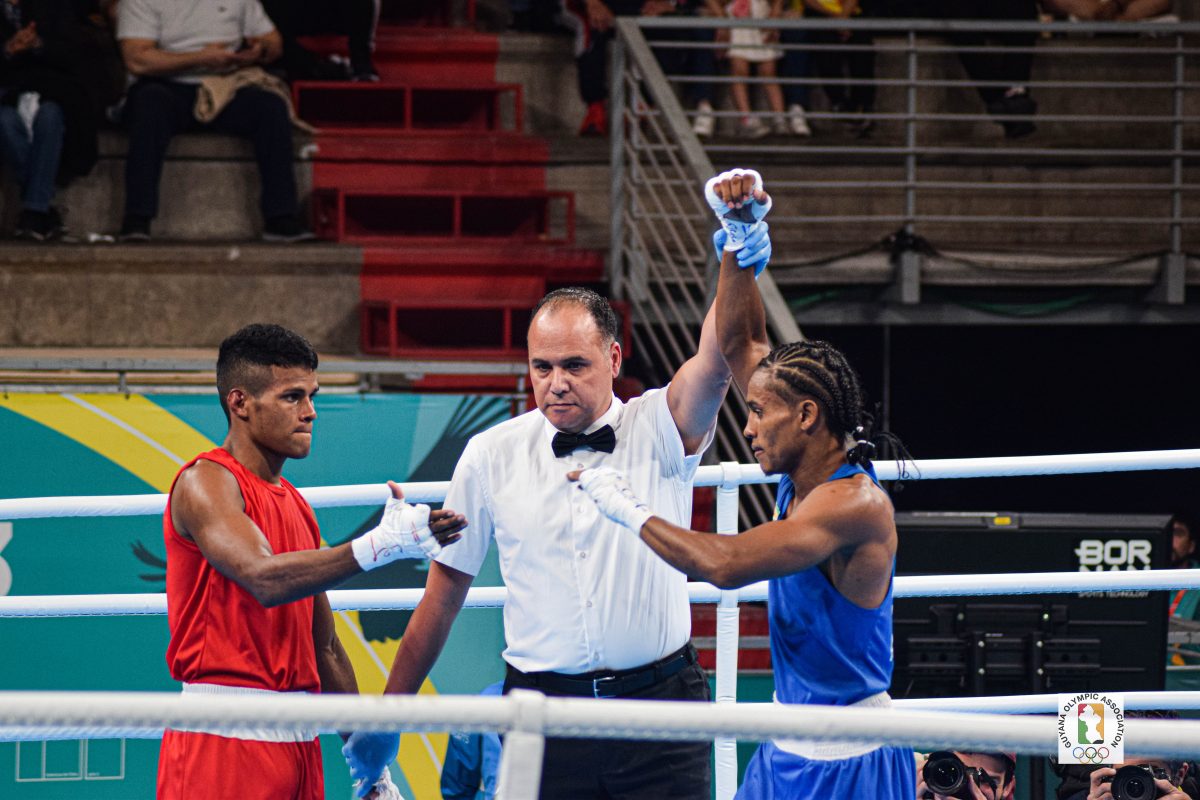 Victory! Keevin Allicock is officially awarded the win by the 
referee after stopping Panama’s Javier Ibarguen in the 2nd round