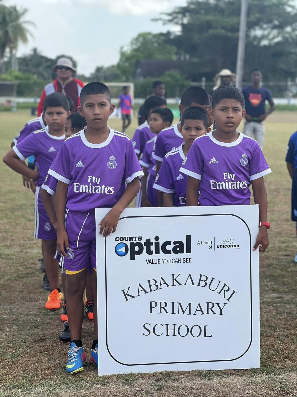 The Kabakaburi Primary School team at the March Past of the Courts Optical Pee Wee Schools U-11 tournament
