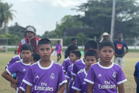 The Kabakaburi Primary School team at the March Past of the Courts Optical Pee Wee Schools U-11 tournament