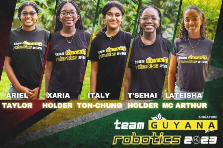 Members of the all-girl Team Guyana Robotics