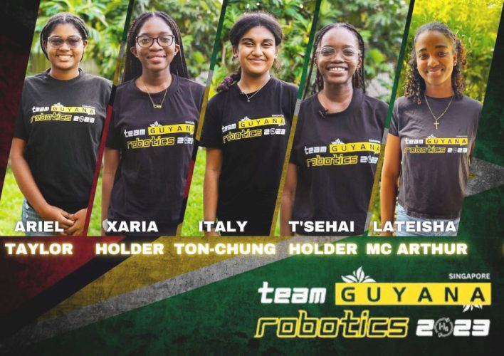 Members of the all-girl Team Guyana Robotics