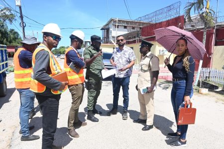 Home Affairs Ministry Permanent Secretary Andre Ally (third from right) during the check on the NA prison project (Ministry of Home Affairs photo) 