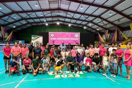 Director of Sport, Steve Ninvalle (center at back) poses with GBA officials and participants of the GBA national junior tournament. 
